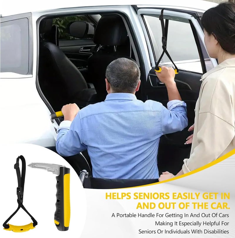Kaiedos Car Door Handle for Elderly - 2026 New 3-in-1 Car Handle Assist, 2 Pack Auto Cane Portable Vehicle Support Handle Door Assist Bar, Max Load 500 Lbs, Anti-Slip Design (Yellow-Car Handle +Strap) - Image 2